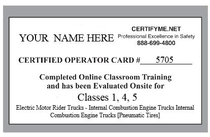 Forklift License Card