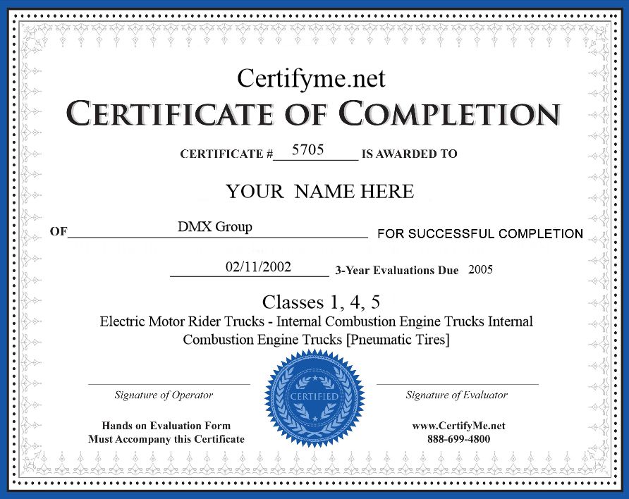 Forklift Training Certificate Template