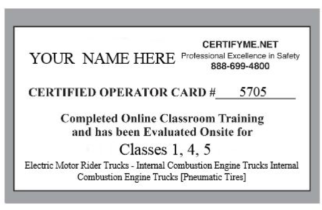 forklift certification operator card