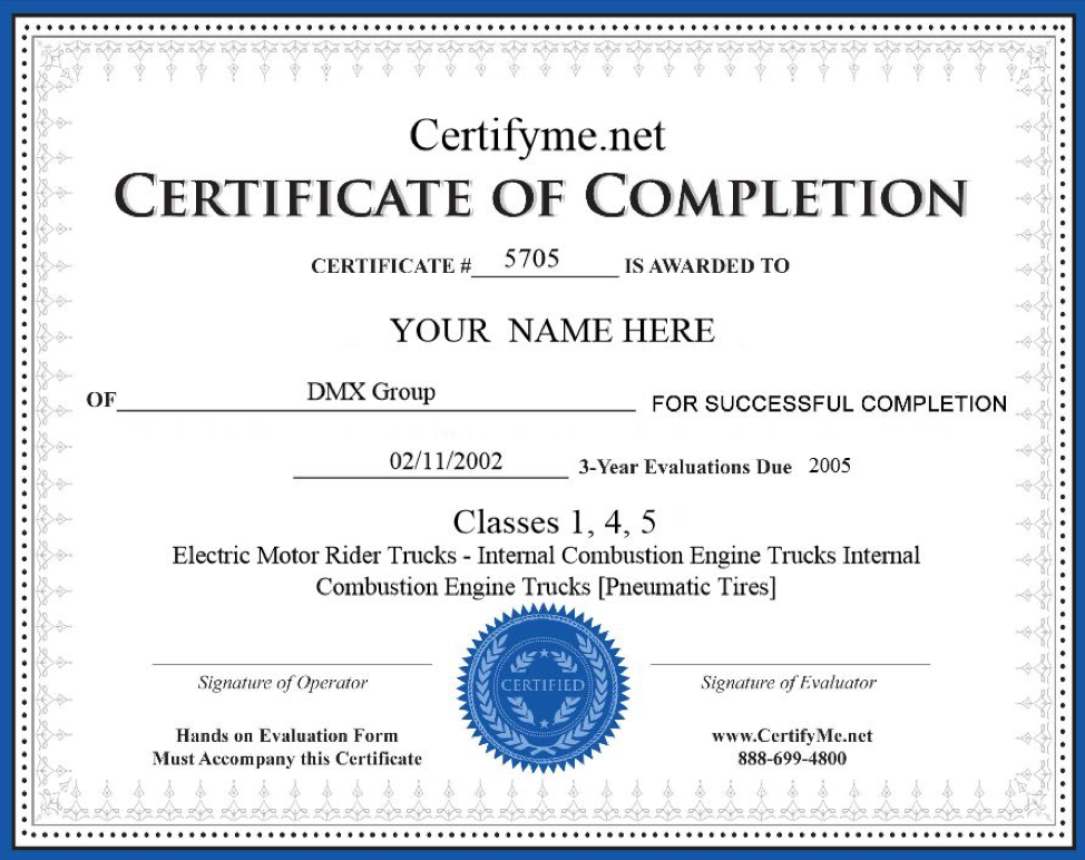 forklift training certificate