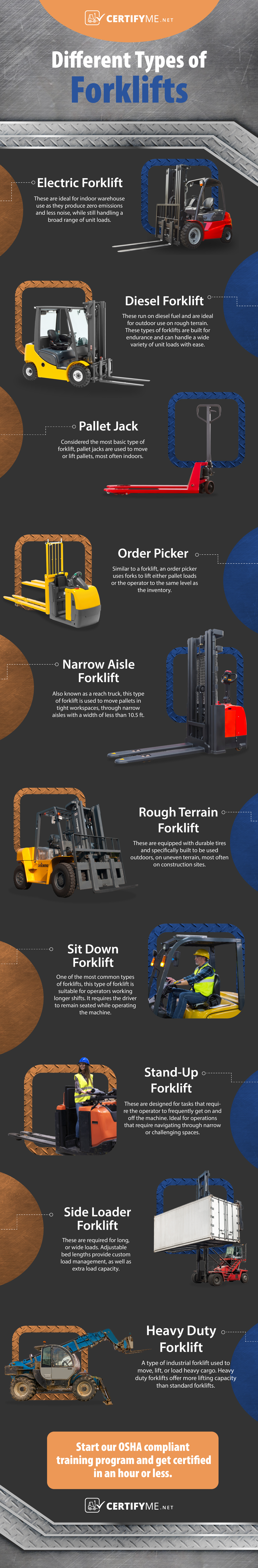 types of forklifts infographic certifyme.net